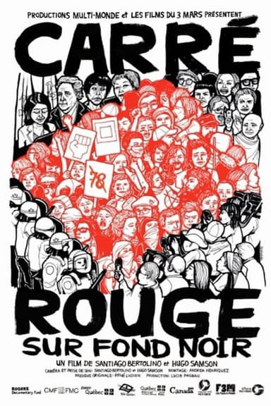 Carré rouge sur fond noir poster