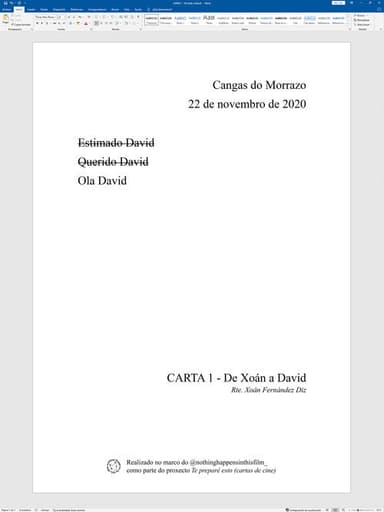 LETTER 1 - From Xoán to David poster