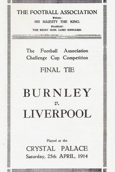 Cup Tie Final: Liverpool v Burnley 1914 poster