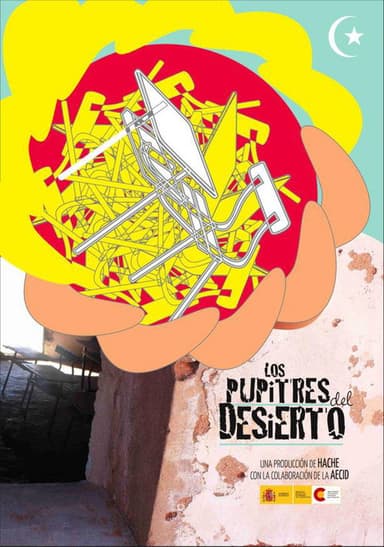 School desks in the desert poster