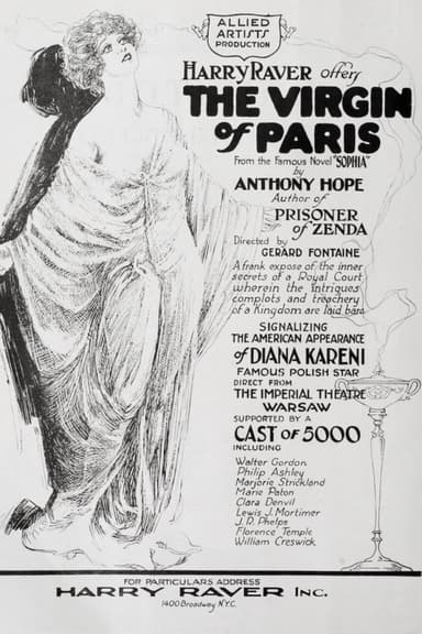 Sophy of Kravonia; or, The Virgin of Paris poster