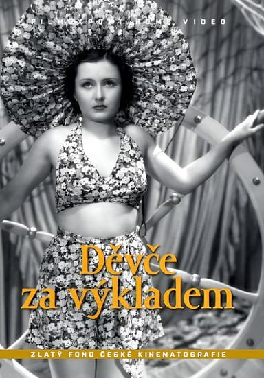 Děvče za výkladem poster